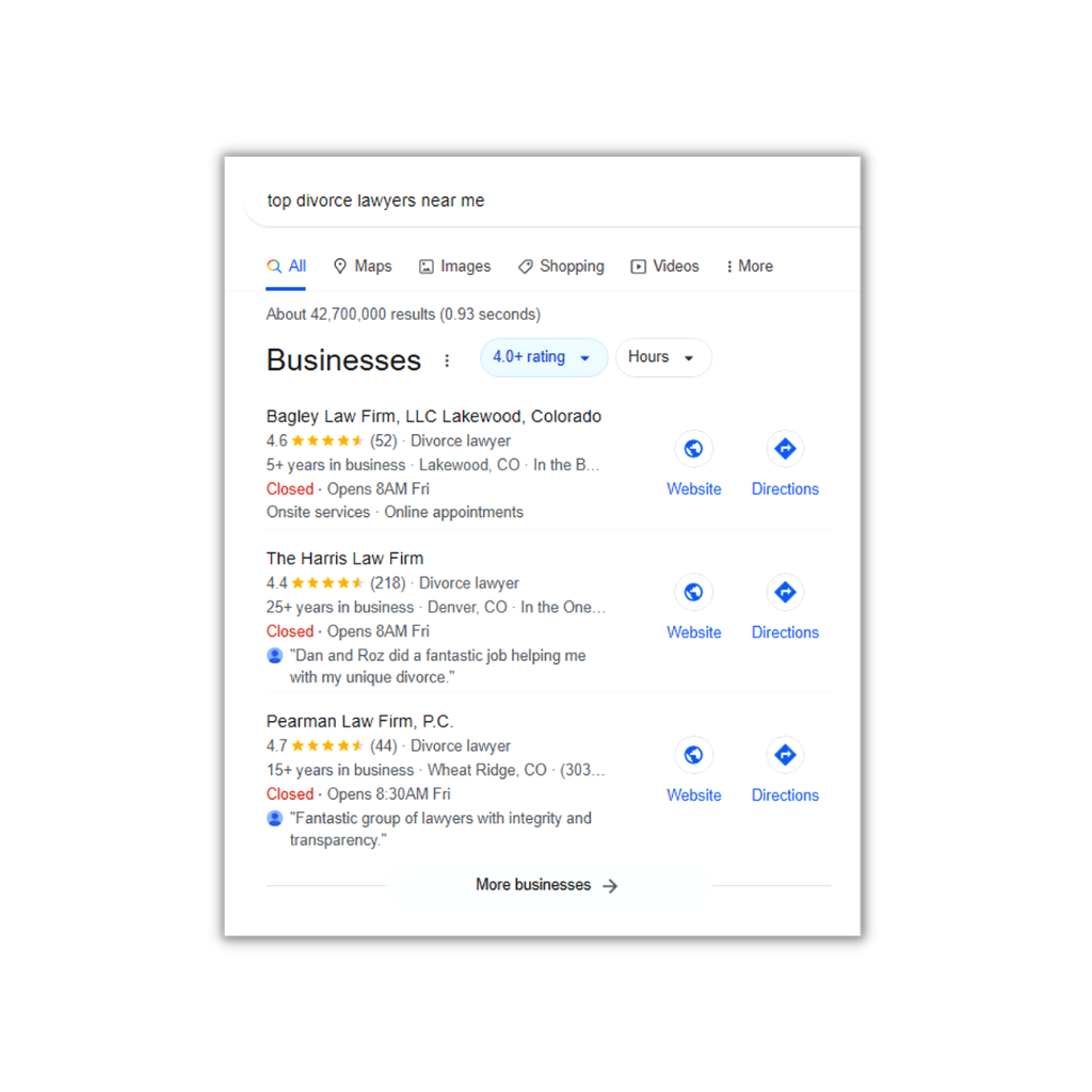 Google Business Profile Listings in Search Result